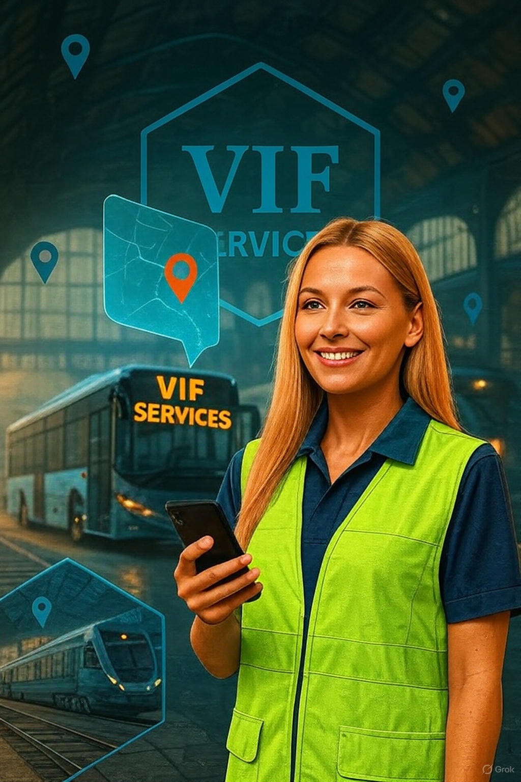 Jeune femme suivant son bus de remplacement